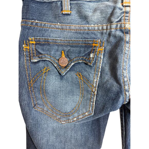 True Religion Joey Flare Jeans Size 26 Made USA Low Rise Distressed Cotton EUC - Picture 7 of 11